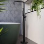 GRADE A2 - Matt Black Freestanding Bath Shower Mixer Tap - Lenton
