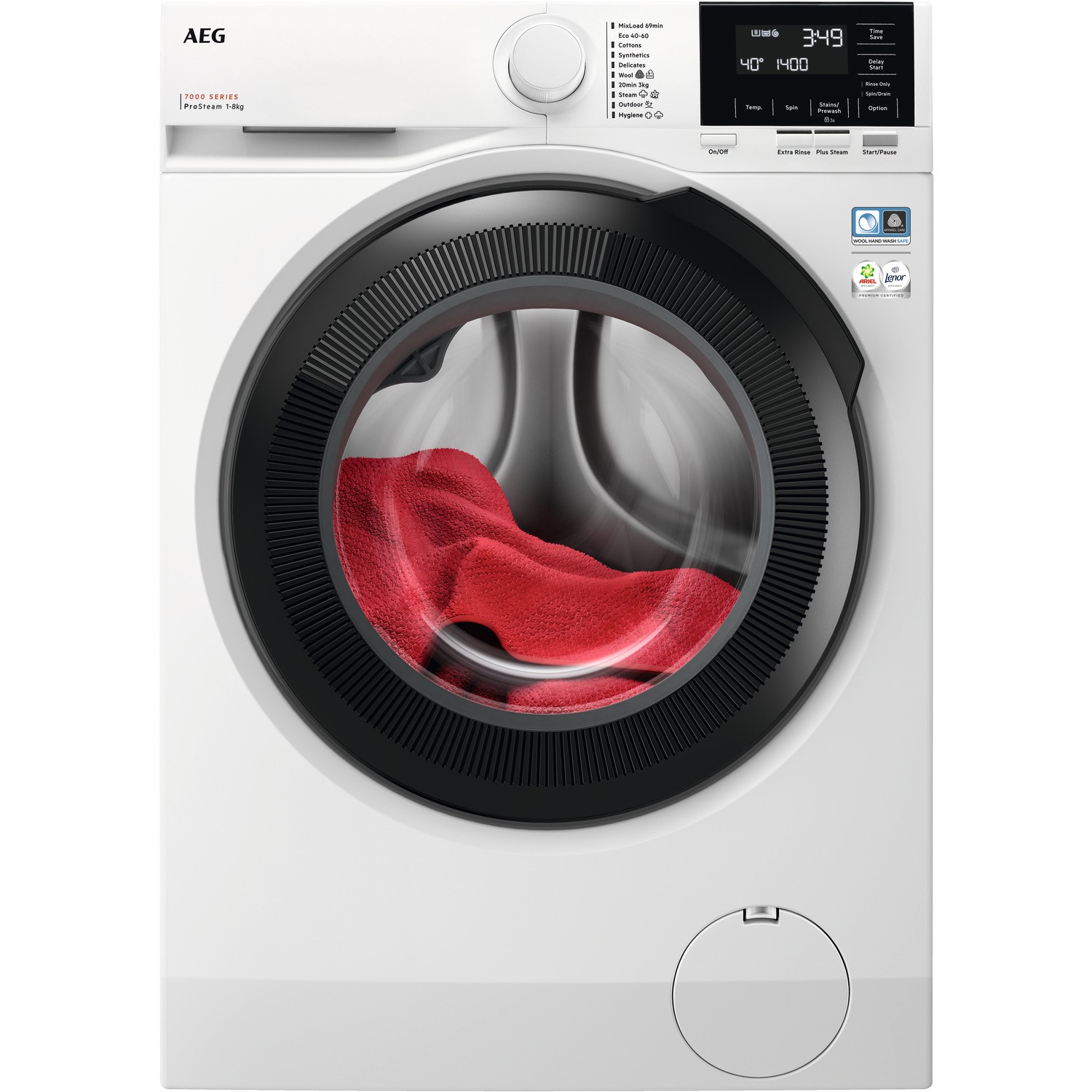 AEG 7000 ProSteam® 8kg Washing Machine - Freestanding White 1400rpm ProSense A-Rated