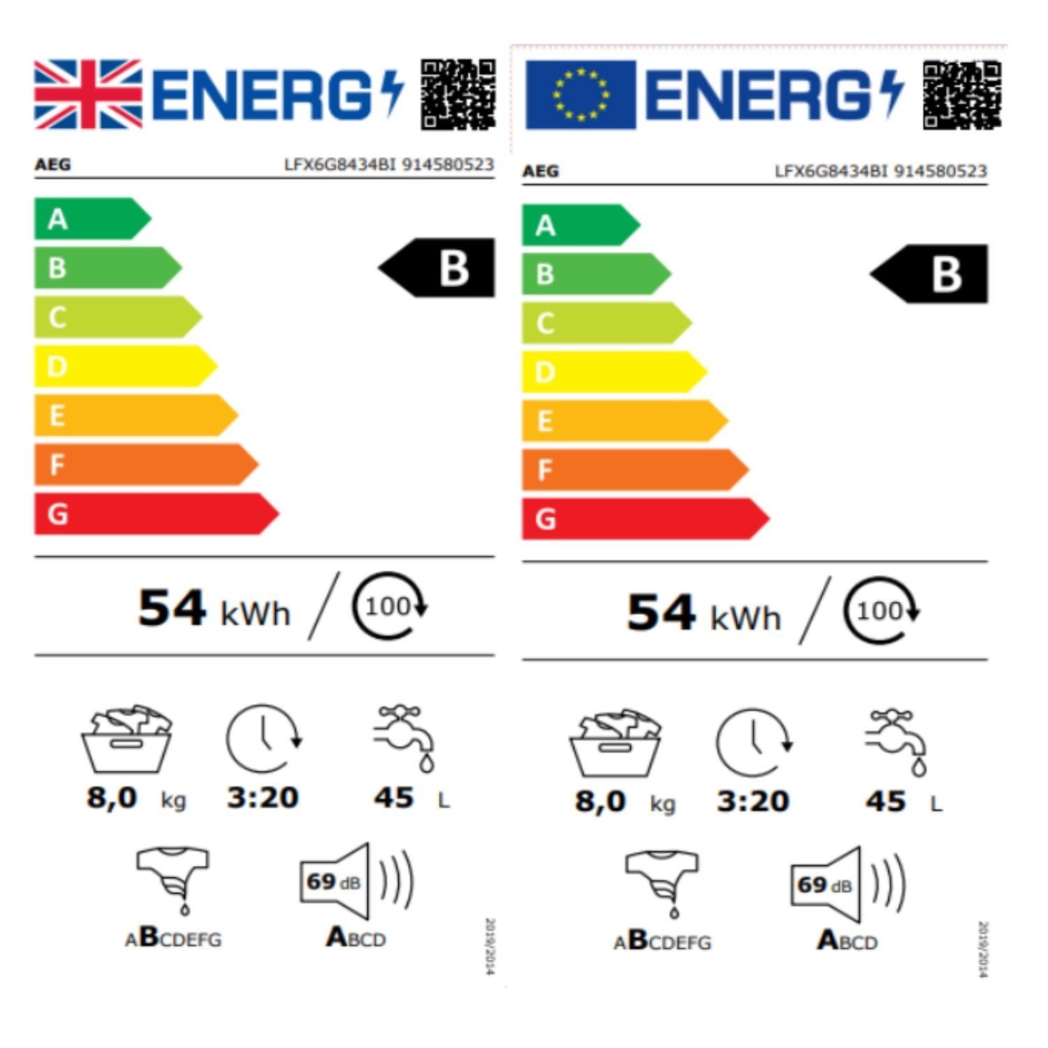 AEG 6000 Series ProSense® 8kg 1400rpm Integrated Washing Machine ...