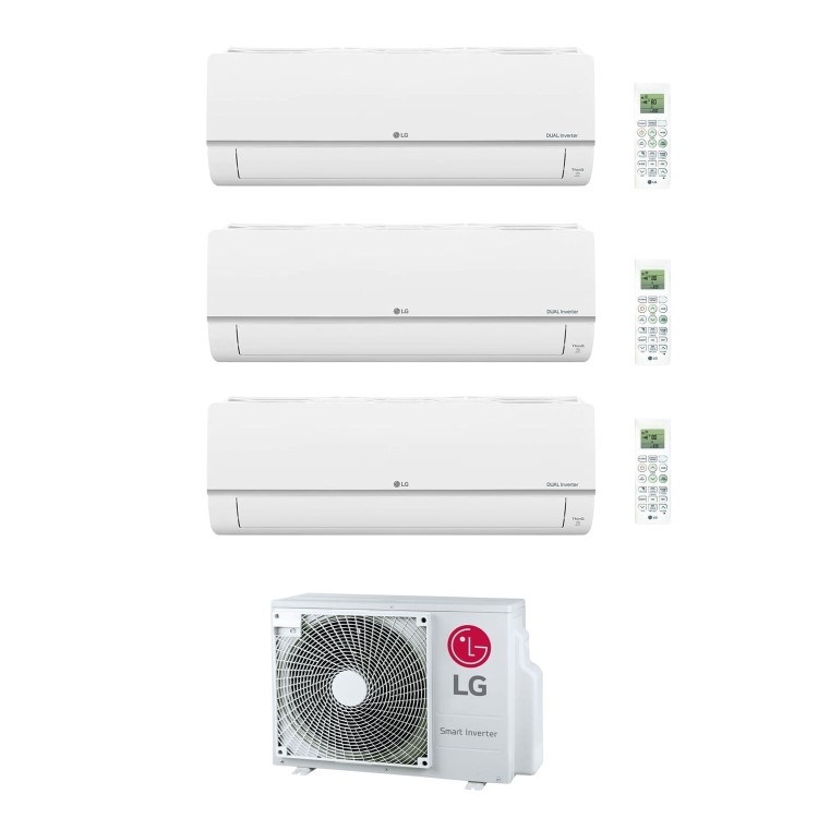 LG Smart multi-split 3 x 9000 BTU A+++ Wall Mounted Heat Pump Air Conditioner - Set Made of Three Indoor Units S09ET.NSJ + One Outdoor unit MU3R19.U23