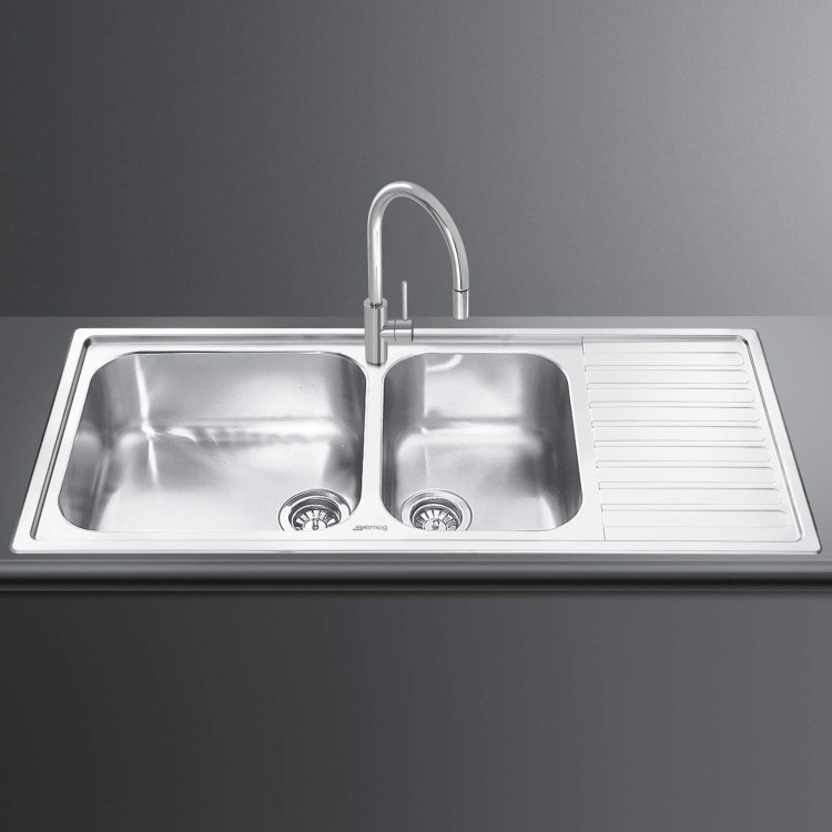 Smeg LG116D Alba 2.0 Bowl Right Hand Drainer Inset Stainless Steel Sink