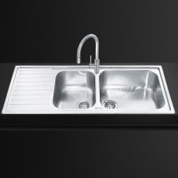 GRADE A2 - Smeg LG116S-2 116cm Alba Stainless Steel Double Bowl Single Left Hand Drainer Inset Sink