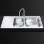 GRADE A2 - Smeg LG116S-2 116cm Alba Stainless Steel Double Bowl Single Left Hand Drainer Inset Sink