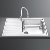Smeg LG861S 86cm Stainless Steel SB Single Left Hand Drainer Inset Sink