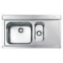 GRADE A1 - Smeg LI915ND Iris 90cm Stainless Steel 1.5 Bowl Single Right Hand Drainer Inset Sink With Black Glass Chopping Boards