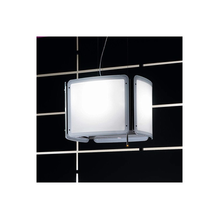 Elica LIGHTCUBEISLAND Light Cube Decorative Stainless Steel And White Glass 55cm Island Cooker Hood
