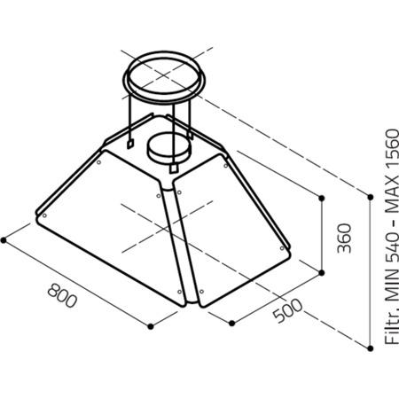 Elica LIGHTPYRAMIDISLAND Light Pyramid Decorative Stainless Steel And White Glass 55cm Island Cooker