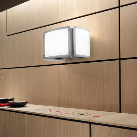 Elica LIGHT_CUBE Light Cube Decorative 55cm Chimney Hood in Stainless Steel & White Glass