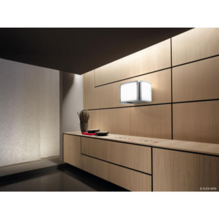 Elica LIGHT_CUBE Light Cube Decorative 55cm Chimney Hood in Stainless Steel & White Glass