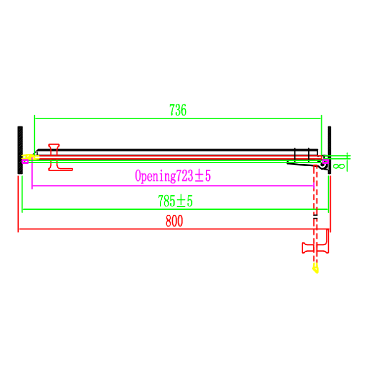 800mm Fluted Glass Right Hand Hinged Shower Door 8mm Glass - Matira