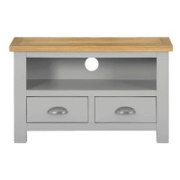 Linden Grey Farmhouse TV Unit Stand with Light Oak Top