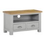 Linden Grey Farmhouse TV Unit Stand with Light Oak Top