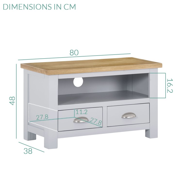 Linden Grey Farmhouse TV Unit Stand with Light Oak Top