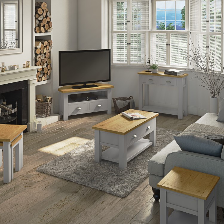 Grey & Oak Corner TV Unit - TV's up to 35" - Linden