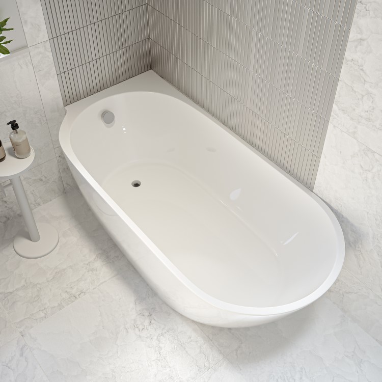 Freestanding Single Ended Left Hand Corner Bath 1650 x 740mm - Lisbon