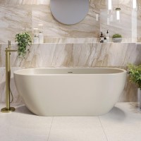 Matt Beige Freestanding Double Ended Bath 1650 x 750mm - Lisbon Matt Beige Freestanding Double Ended Bath 1650 x 750mm - Lisbon