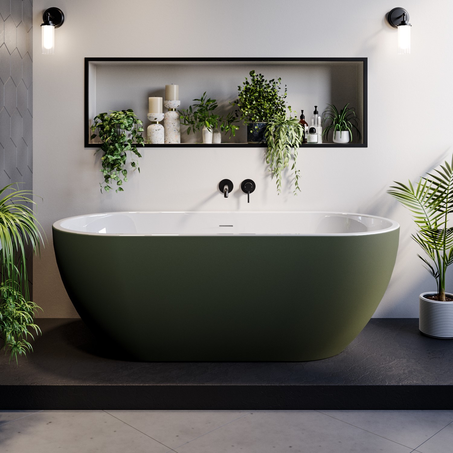 Lisbon Dark Green Freestanding Double Ended Bath 1650 X 750Mm LISDLG1650