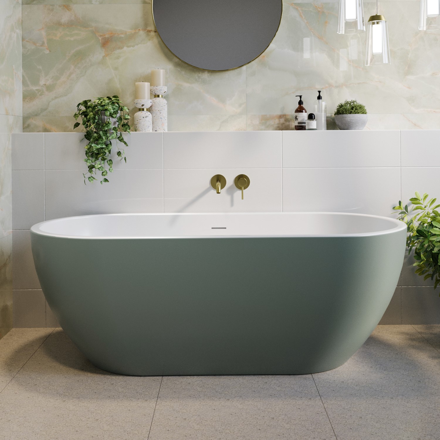 Lisbon Green Freestanding Double Ended Bath 1650 X 750Mm