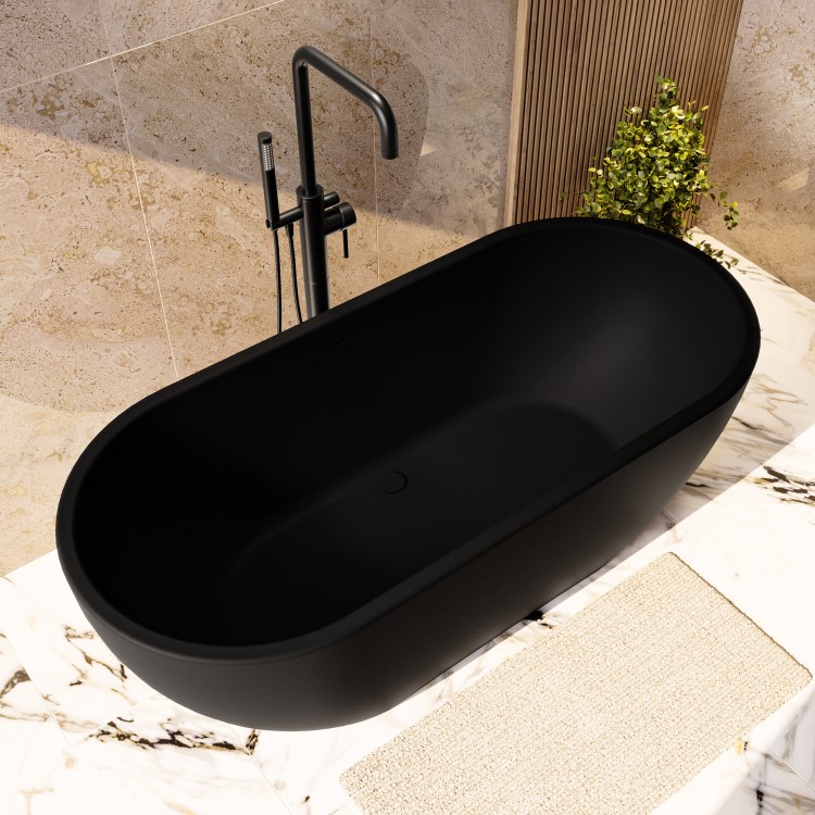 Matt Black Freestanding Double Ended Bath 1650 x 750mm - Lisbon