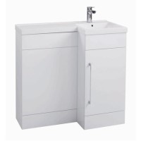 White L-Shaped Mid Edge Basin & WC Unit Right Hand - W900 x H860mm