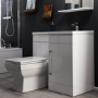 White L-Shaped Mid Edge Basin & WC Unit Right Hand - W900 x H860mm