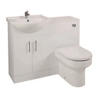 White Left Hand Bathroom Vanity Unit & Basin with Back to Wall Toilet White Left Hand Bathroom Vanity Unit & Basin with Back to Wall Toilet