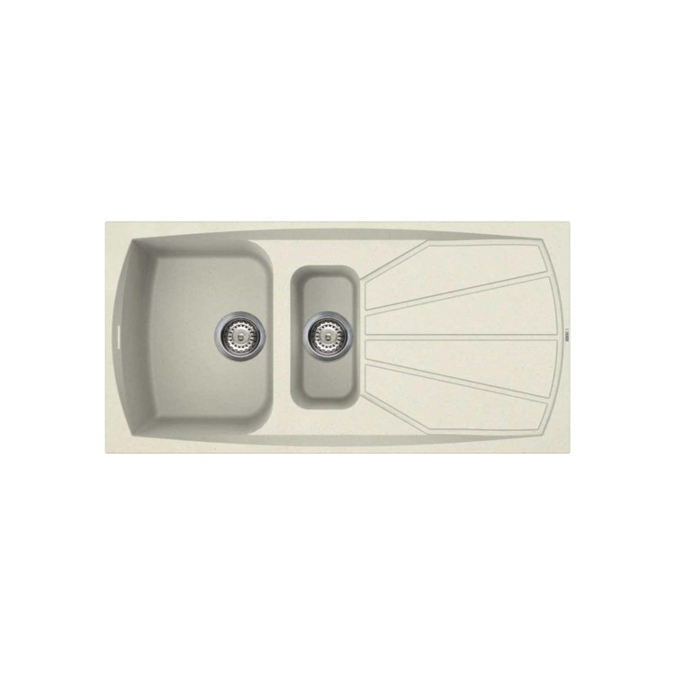 Reginox LIVING475-C 1.5 Bowl Regi-Granite Composite Sink With Reversible Drainer Granitetek Cream