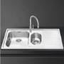 Smeg 1.5 Bowl Right Hand Drainer Stainless Steel Chrome Kitchen Sink – LL10D-2 Alba