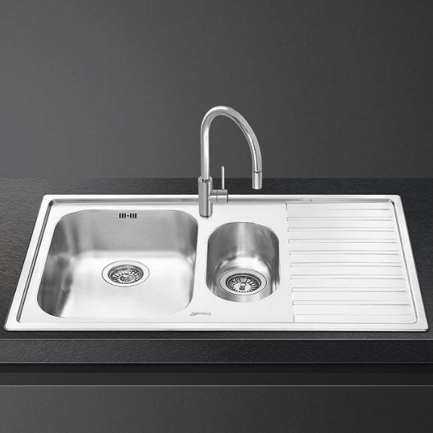 1.5 Bowl Right Hand Drainer Stainless Steel Kitchen Sink LL10D 2 Alba