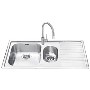 Smeg LM102D-2 Alba 1.5 Bowl Inset Fabric Finish Stainless Steel Sink With Right Hand Drainer