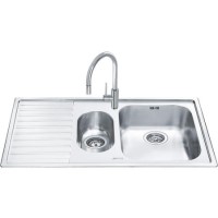 GRADE A2 - Smeg LL102S-2 Alba 1.5 Bowl Inset Stainless Steel Sink With Left Hand Drainer
