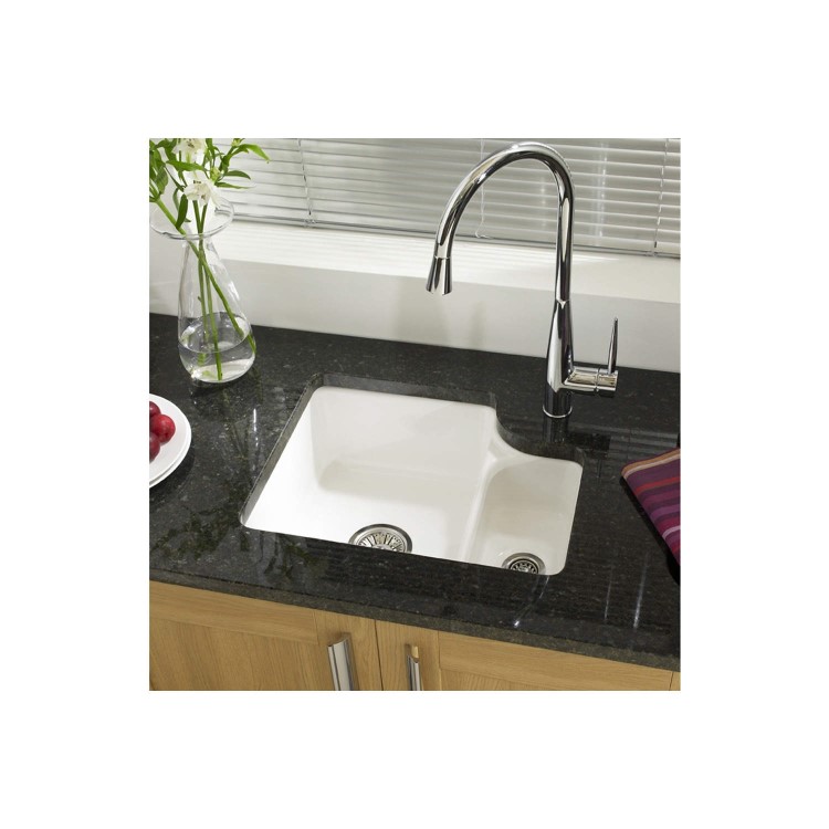 Astracast LN15WHHOMESK Lincoln 1.5 Bowl Right Hand Drainer Ceramic Sink - White