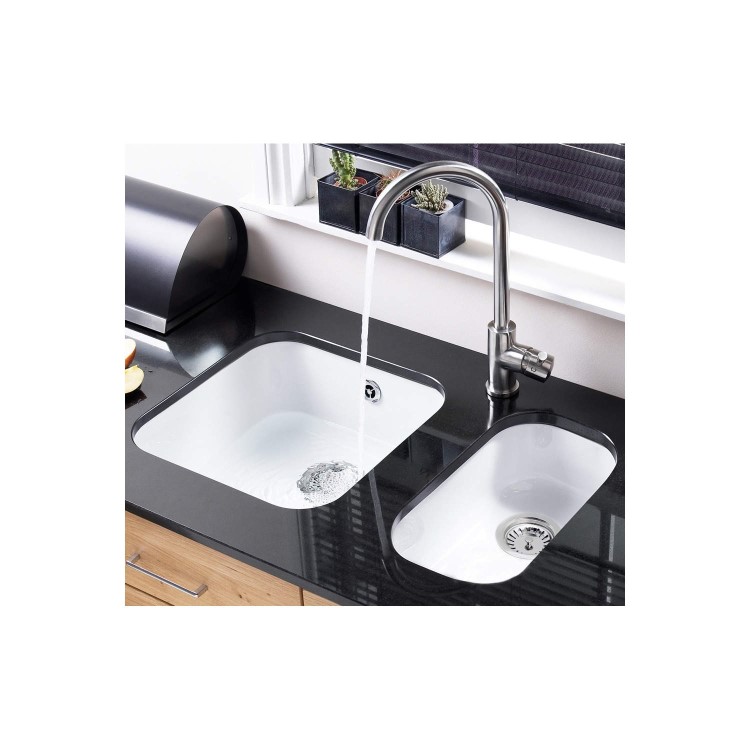 Astracast LNS2WHHOMESK Lincoln S2 Undermount Single Bowl Ceramic Sink - Gloss White