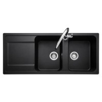 Rangemaster Loa Double Bowl Undermount Granite Kitchen Sink - Charcoal