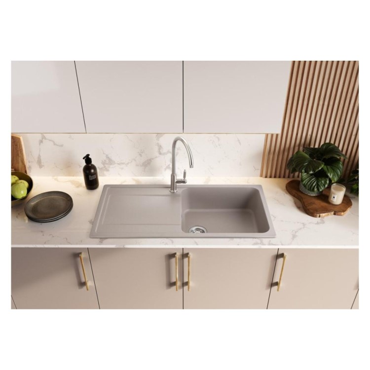 Rangemaster Loa Single Bowl Inset Granite Kitchen Sink - Pebble