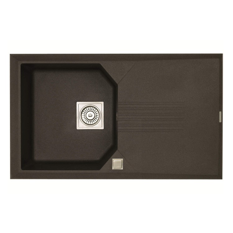 Astracast LOCOMRZHOMESK Helix Compact Single Bowl Reversible Drainer ROK Metallic Composite Sink - Volcano Black