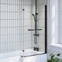 Lomax L Shape 1450mm 6mm Matt Black Bath Screen with Towel Rail