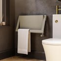 Beige Horizontal Panel Radiator with Pull Out Towel Bar 320 x 600mm - Lomas