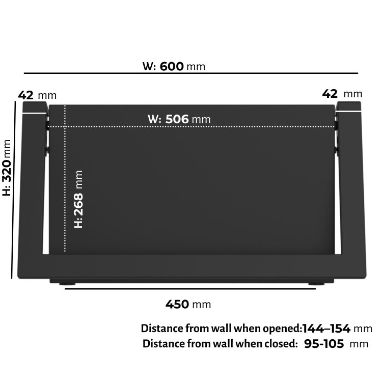 Black Horizontal Panel Radiator with Pull Out Towel Bar 320 x 600mm - Lomas