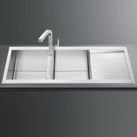 Smeg LQR116-2 Quadra 116cm 2.0 Bowl Reversible Ultra Low Profile Stainless Steel Sink