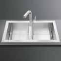 LQR862-2 Smeg LQR862-2 Quadra 86cm 2.0 Bowl Reversible Ultra Low Profile Chrome Sink