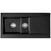 Astracast LS15GBHOMESK Liscio 1.5 Bowl Reversible Drainer Ceramic Sink in Gloss Black