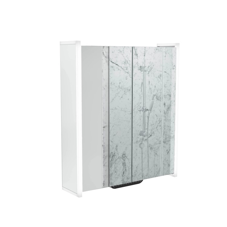 Sensio Luka Double Door Chrome Mirrored Bathroom Cabinet with Lights, Built in Alexa and Bluetooth 660 x 700mm