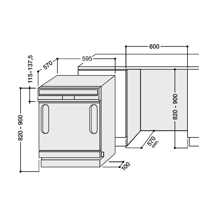 Hotpoint LSB5B019W 13 Place Semi-integrated Dishwasher - White Control Panel