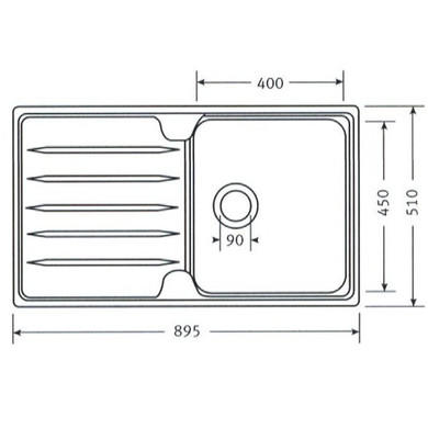 Franke LSX611LB Laser Single Bowl Sink SilkSteel with Left Hand Drainer