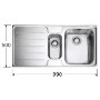 Franke LSX651LB Laser 1.5 Bowl SilkSteel Sink with Left Hand Drainer