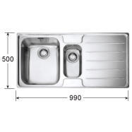 Franke LSX651RB Laser 1.5 Bowl SilkSteel Sink with Right Hand Drainer