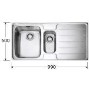 Franke LSX651RB Laser 1.5 Bowl SilkSteel Sink with Right Hand Drainer