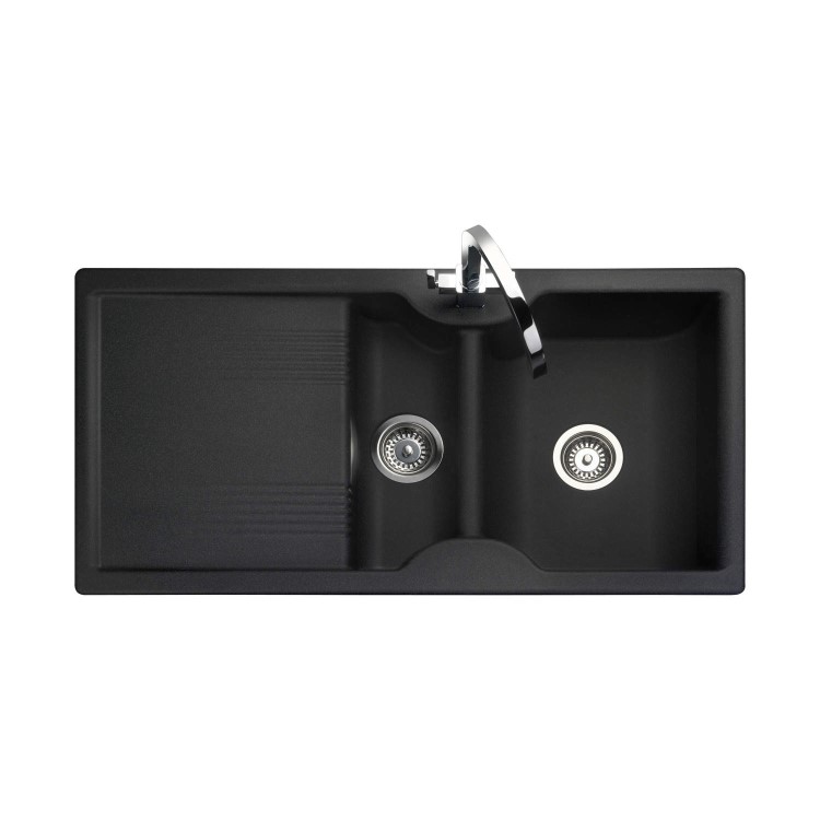 Rangemaster LU9852GB Lunar 985x508 1.5 Bowl Reversible Granite Black Composite Sink