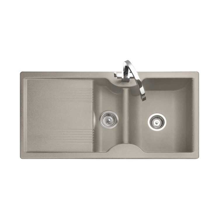 Rangemaster LU9852GM Lunar 985x508 1.5 Bowl Reversible Granite Oatmeal Composite Sink